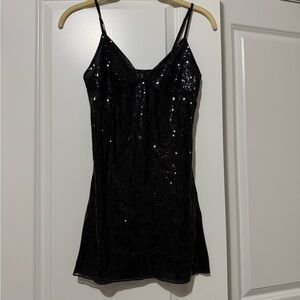 Victoria’s Secret The Lacie Sequin Lace Black Slip Dress‎ Small